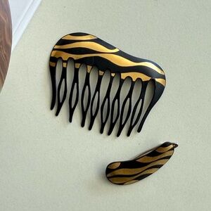 Set of Tiffany & Co. Angela Cummings Hair Clip/Barrette and Comb in Gold & Iron